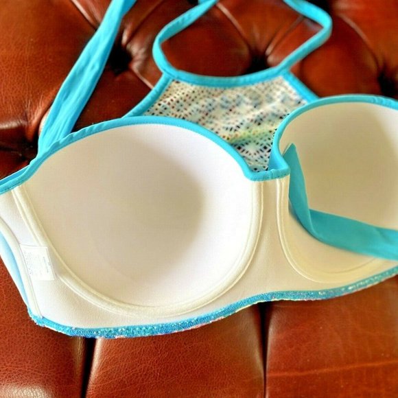 Venus Crochet Bikini Top DD Blue Boho Underwire - Picture 4 of 4